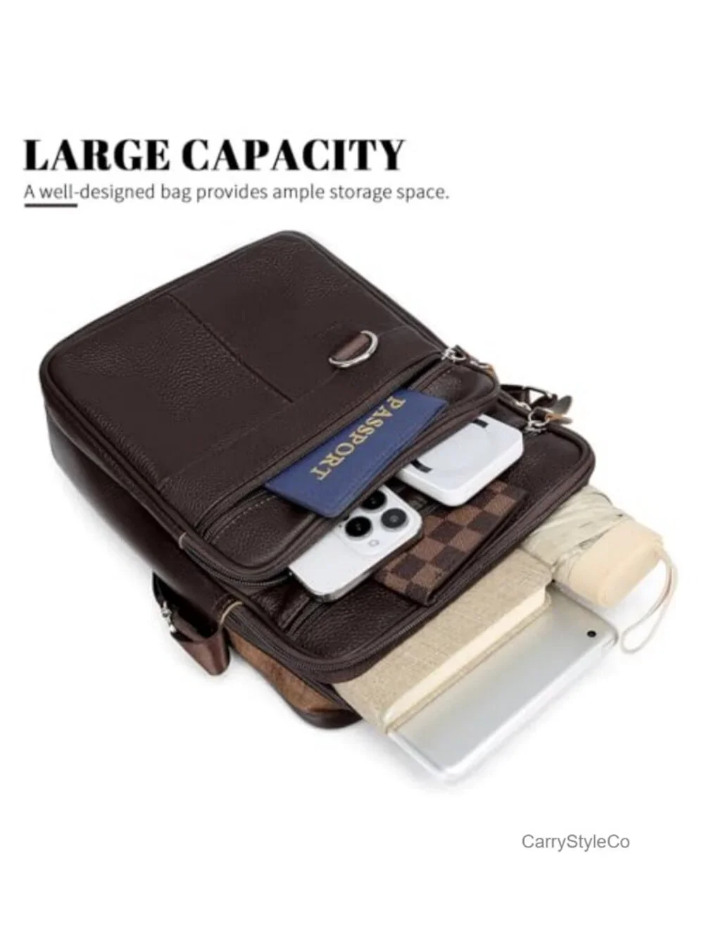 Leather Messenger Bag for Men Large Business Travel Briefcase Crossbody Sling